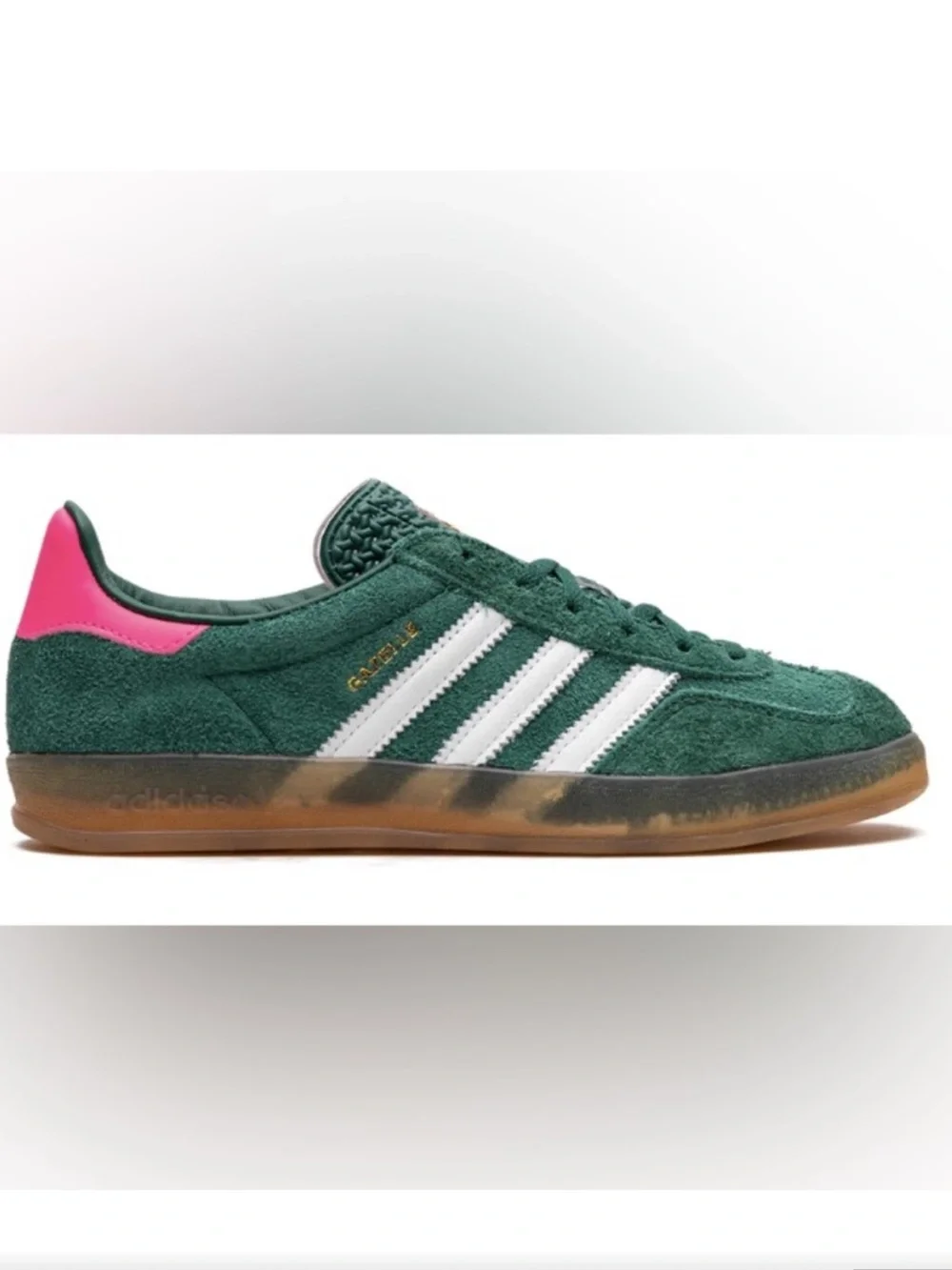 Adidas Gazelle Suede Sneaker in Green, White & Pink Size 6